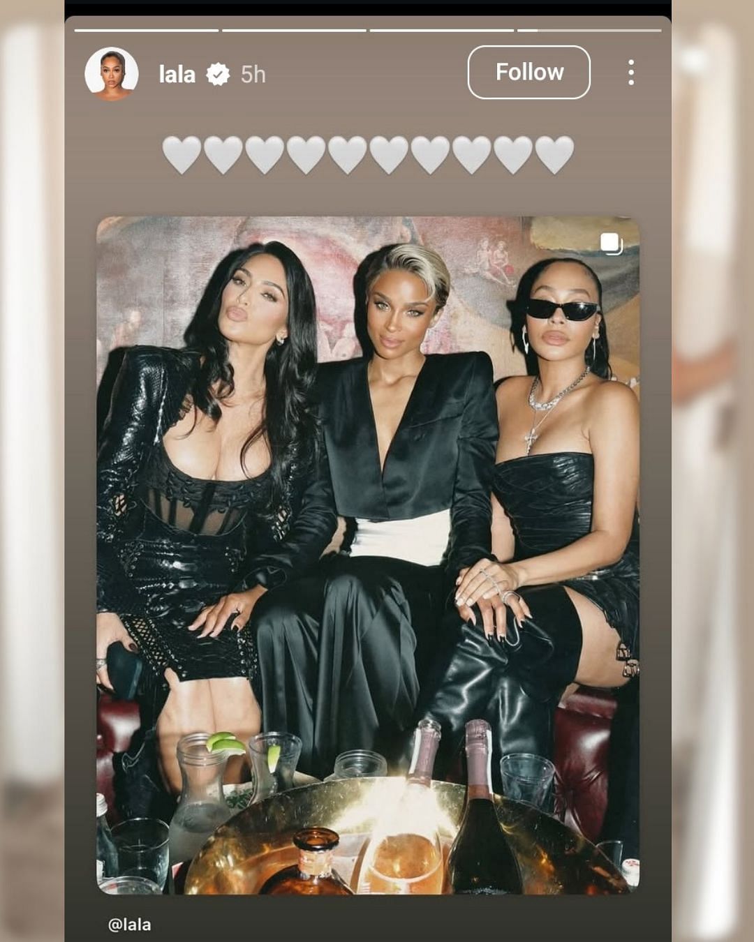 La LA Anthony, Ciara and Kim Kadarshian. (Image via Instagram @lala)